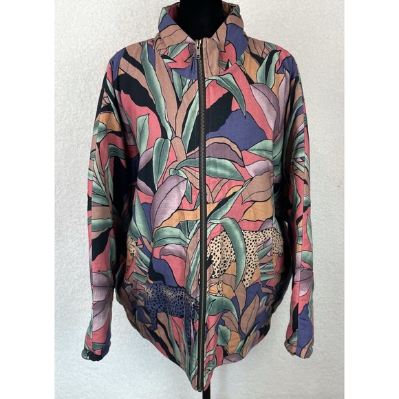 MARI + FÄTOU • Ayah Cats and Leaves Print Oversized Bomber Jacket, S/M - Picture 9 of 16